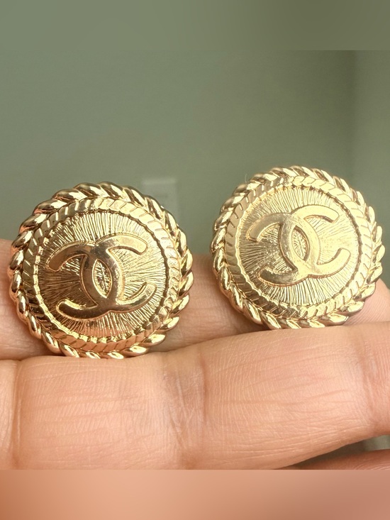Jewelry - Vintage Gold CC Statement Repurposed Studs